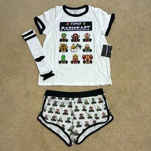 Super Mario Kart Women's Video Game 3 Piece Loungewear Pajama Set, Size Medium